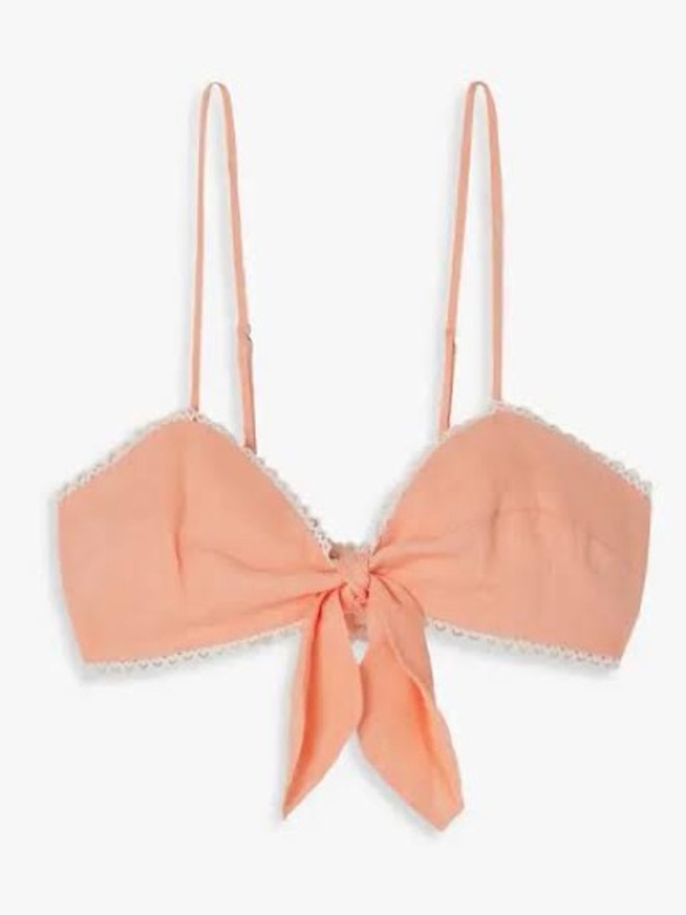 MIGUELINA 100% Linen Tilly Crochet Trimmed Knotted Bra Top